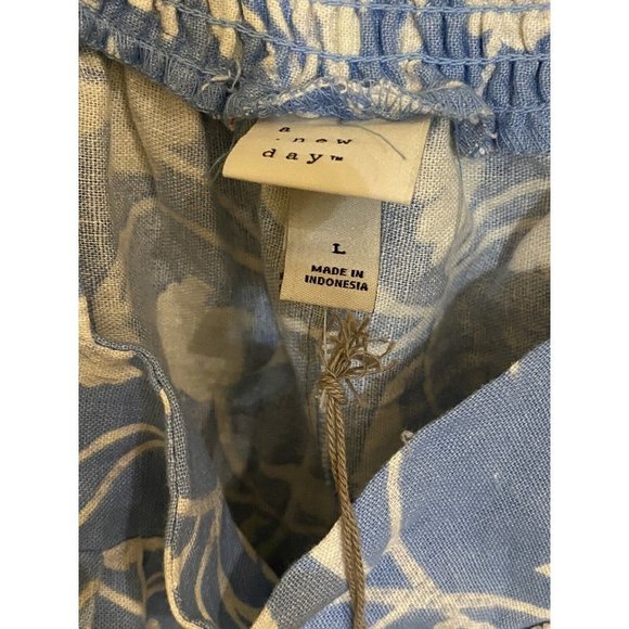 A New Day Womens A-Line  Blue Floral Sleeveless Ruffled Straps L NWT - Picture 4 of 7